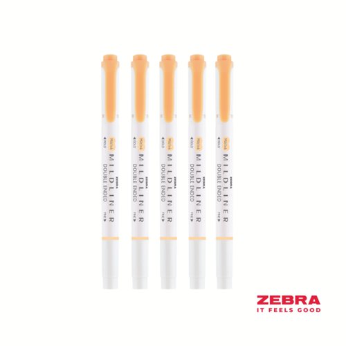 Zebra MILDLINER Double Ended Fluorescent Blue, Yellow, Pink, Green, Orange Highlighter - Pack of 10