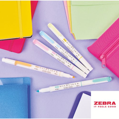 MILDLINER Double Ended Cool and Refined Highlighter Blue, Grey, Red, Green - Pack of 10