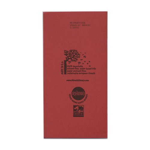 RHINO 8 x 4 Vocabulary Notebook 32 Page, Red, F8 (Pack of 10, 100)