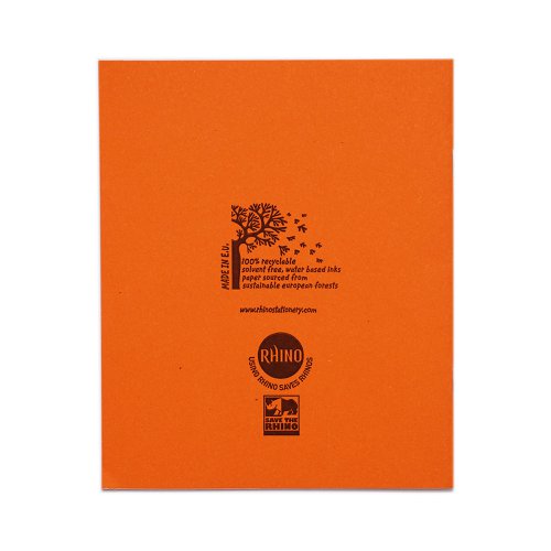 RHINO 8 x 6.5 Exercise Book 48 Page, Orange, TB/F12 (Pack of 10, 100)