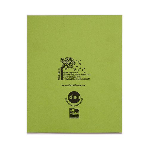 VEX544-222-0: RHINO 8 x 6.5 Exercise Book 80 Page Light Green  S10 (Pack of 10, 100)