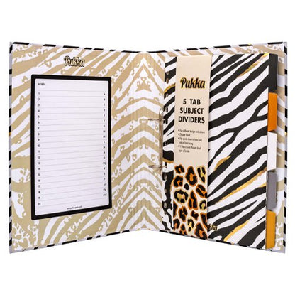 Pukka Pad Wild Roll Bound Ring binder Zebra - Preloaded with Wild A4 5 Part Divider