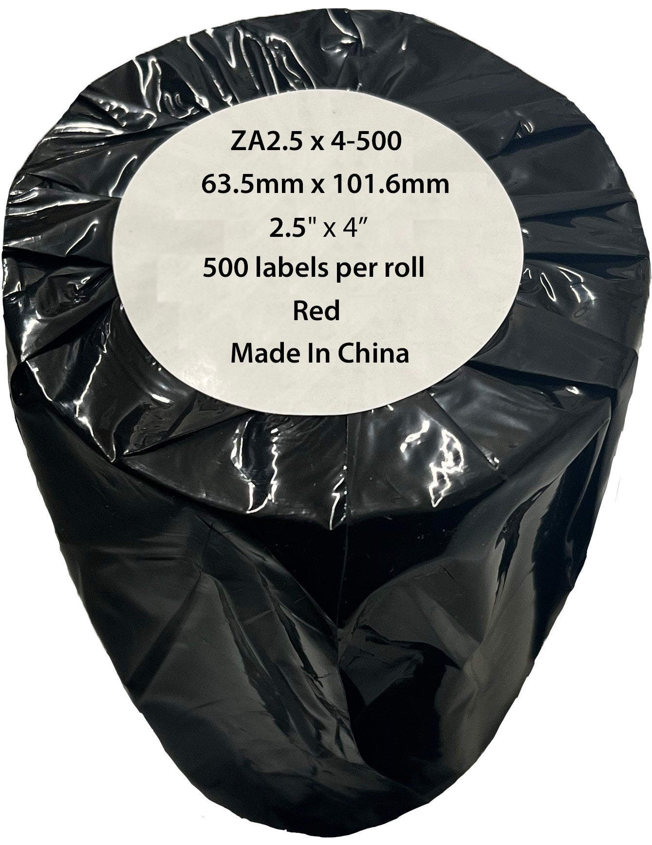 Compatible Zebra 63.5mm x 101.6mm Red Shipping Paper Label Roll - 500 Labels (ZA2.5x4-500) 25mm Core