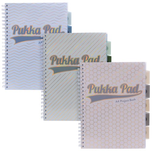 Pukka Pad Haze Project Book A4, A5 Wirebound 200 Pages 80GSM Ruled Sheets with Repositionable Dividers (3) Assorted
