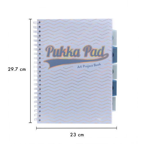 Pukka Pad Haze Project Book A4, A5 Wirebound 200 Pages 80GSM Ruled Sheets with Repositionable Dividers (3) Assorted