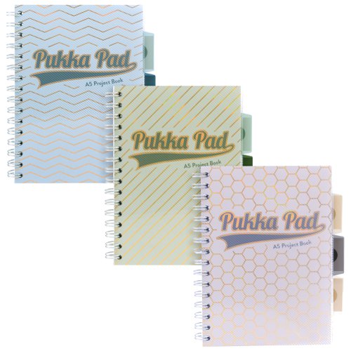 Pukka Pad Haze Project Book A4, A5 Wirebound 200 Pages 80GSM Ruled Sheets with Repositionable Dividers (3) Assorted