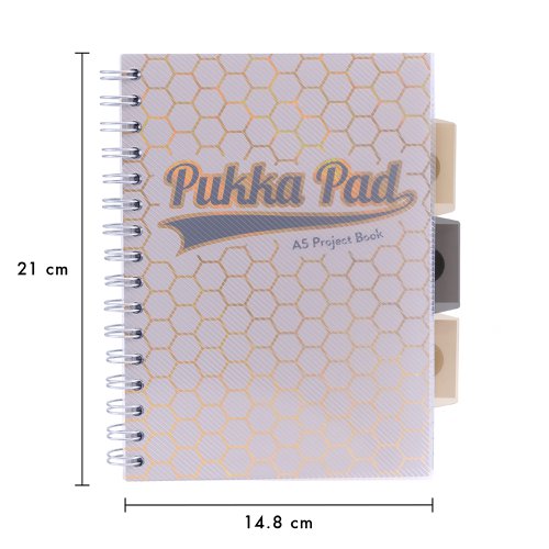 Pukka Pad Haze Project Book A4, A5 Wirebound 200 Pages 80GSM Ruled Sheets with Repositionable Dividers (3) Assorted