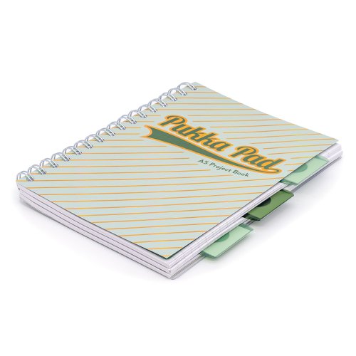 Pukka Pad Haze Project Book A4, A5 Wirebound 200 Pages 80GSM Ruled Sheets with Repositionable Dividers (3) Assorted