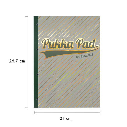 Pukka Pad Haze A4 Refill Pad 300 Pages 4 Hole Punched Sidebound with Margin (3) Assorted