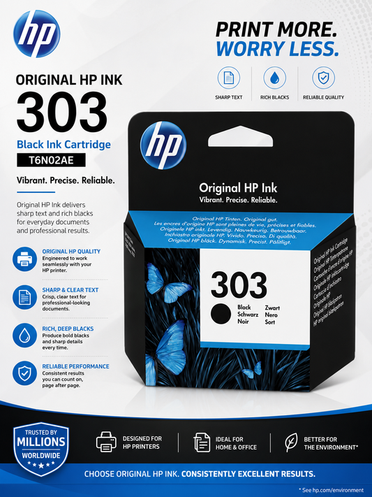 OEM HP 303 Black Original Ink Cartridge T6N02AE