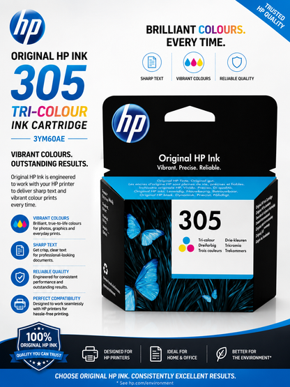 OEM HP 305 Tri-Colour Original Ink Cartridge 3YM60AE