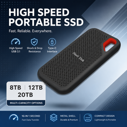 Mobile Portable SSD – 8TB, 12TB & 20TB | High-Speed USB-C External Solid State Drive (7 Day Delivery UK)