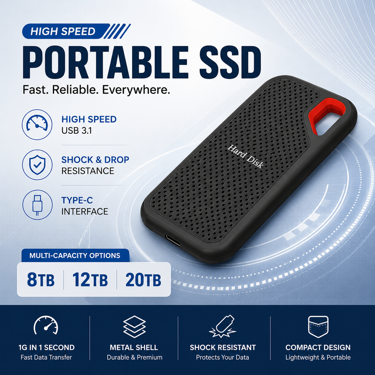 Mobile Portable SSD – 8TB, 12TB & 20TB | High-Speed USB-C External Solid State Drive (7 Day Delivery UK)