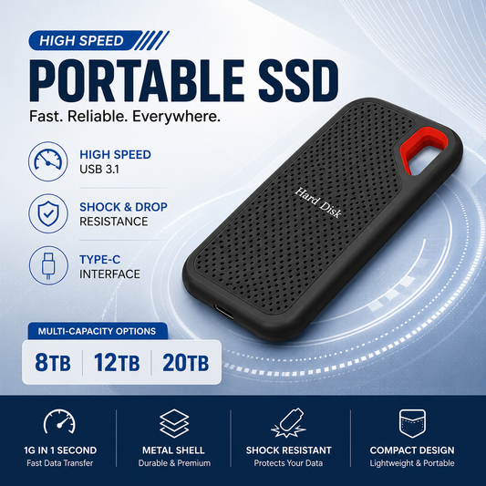 Mobile Portable SSD – 8TB, 12TB & 20TB | High-Speed USB-C External Solid State Drive (7 Day Delivery UK)