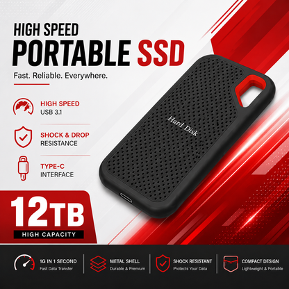Mobile Portable SSD – 8TB, 12TB & 20TB | High-Speed USB-C External Solid State Drive (7 Day Delivery UK)