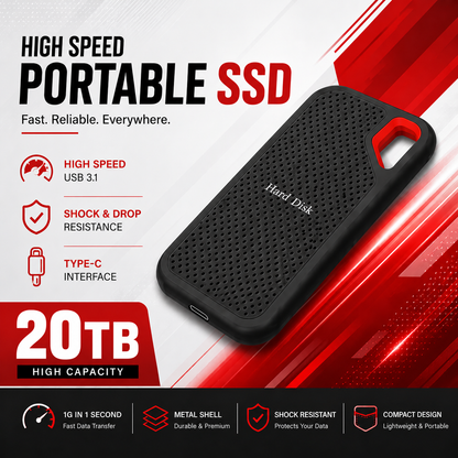 Mobile Portable SSD – 8TB, 12TB & 20TB | High-Speed USB-C External Solid State Drive (7 Day Delivery UK)