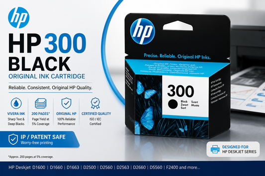 OEM HP 300 Black Original Ink Cartridge with Vivera Ink