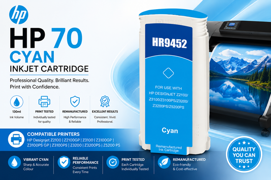 Remanufactured HP 70 Cyan C9452A Inkjet