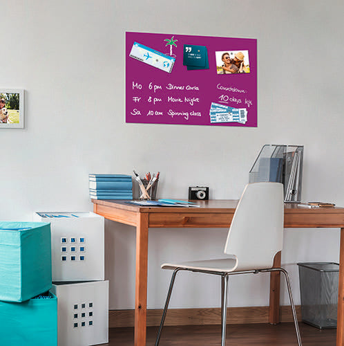 Magnetic Glass Board 600x400x9mm - Berry-coloured
