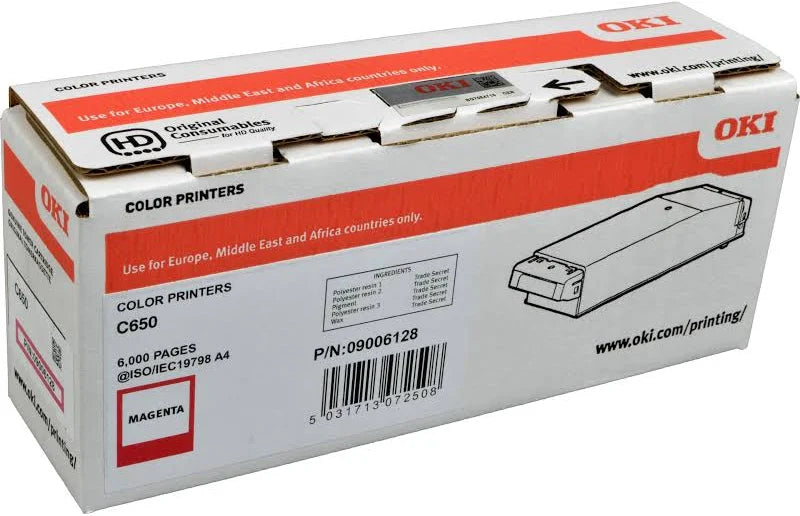 OEM OKI C650 Magenta 6000 Pages Original Toner 09006128