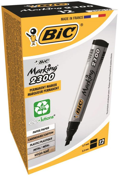 Permanent Marker Chisel Tip Blue, Black Pack of 10