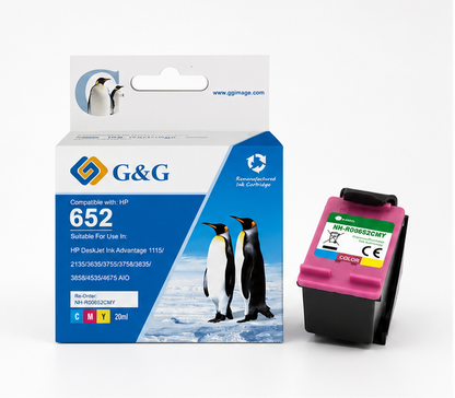 Remanufactured HP G+G 652 Tri-Colour Ink Cartridge F6V24AE - Higher yield than OEM