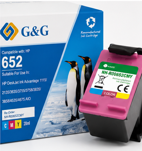 Remanufactured HP G+G 652 Tri-Colour Ink Cartridge F6V24AE - Higher yield than OEM