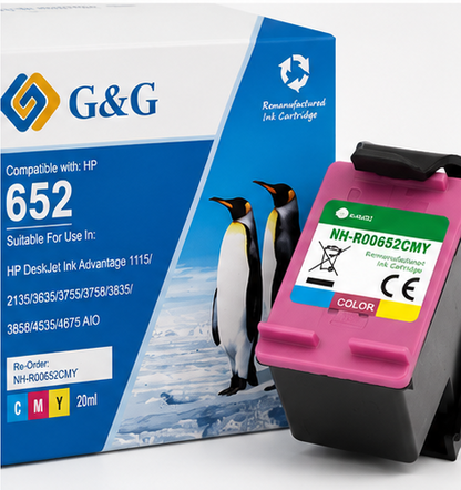 Remanufactured HP G+G 652 Tri-Colour Ink Cartridge F6V24AE - Higher yield than OEM