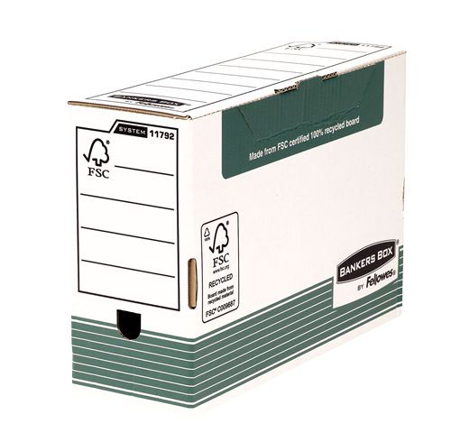 System 120mm Folio Transfer File Green (FSC) Pack of 10 360x255mm