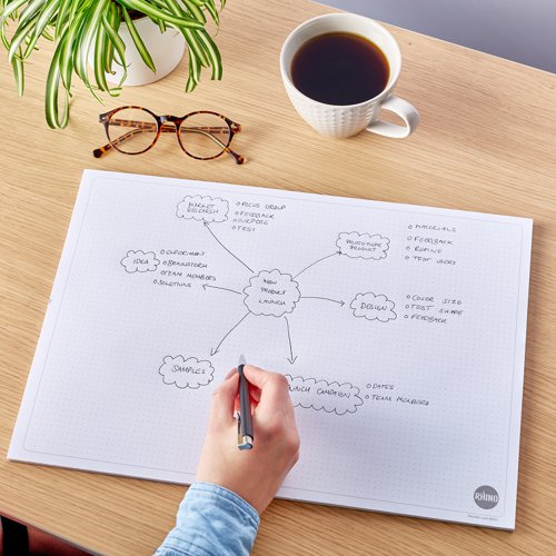 RHINO Desk Pad; 5mm Dotted; A3; 90gsm FSC Paper; 50 Sheets (Pack of 10)