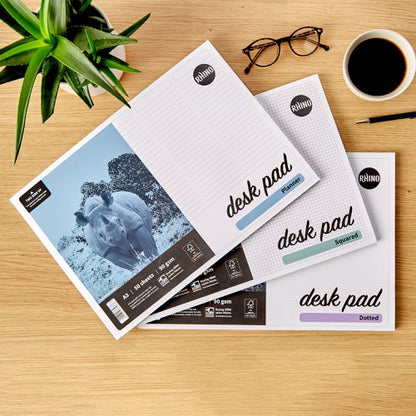 RHINO Desk Pad; 5mm Squared; A3; 90gsm FSC Paper; 50 Sheets - Pack of 10