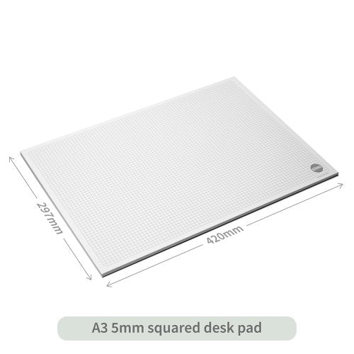 RHINO Desk Pad; 5mm Squared; A3; 90gsm FSC Paper; 50 Sheets - Pack of 10