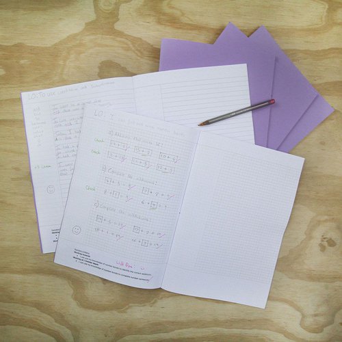 RHINO A4 Cornell Exercise Book 80 Page Purple 5mm Squared (Pack of 10, 50)