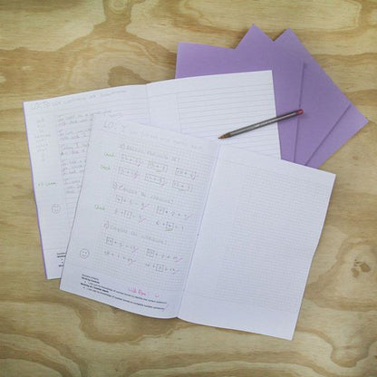 RHINO A4 Cornell Exercise Book 80 Page Purple 5mm Squared (Pack of 10, 50)