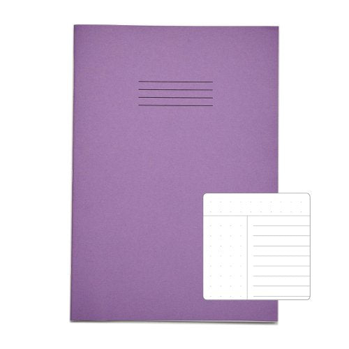 RHINO A4 Cornell Exercise Book 80 Page Purple 8mm Ruled (Pack of 10, 50)