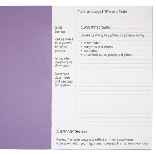RHINO A4 Cornell Exercise Book 80 Page Purple 8mm Ruled (Pack of 10, 50)