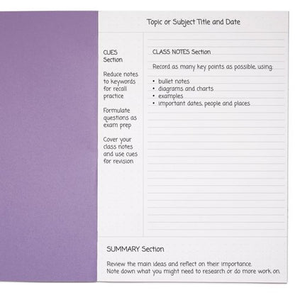 RHINO A4 Cornell Exercise Book 80 Page Purple 8mm Ruled (Pack of 10, 50)