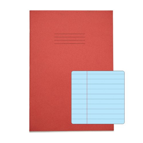 RHINO A4 Special Exercise Book 48 Page, Red with Tinted Blue, Green Paper, F8M (Pack of 10)