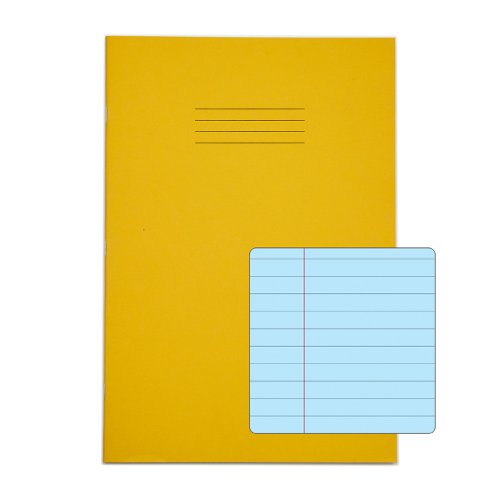RHINO A4 Special Exercise Book 48 Page, Yellow with Tinted Blue Paper, F8M, S10 (Pack of 50)