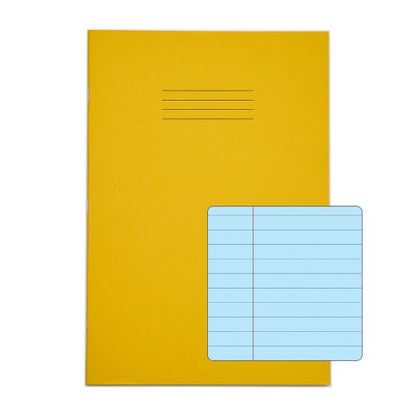RHINO A4 Special Exercise Book 48 Page, Yellow with Tinted Blue Paper, F8M, S10 (Pack of 50)