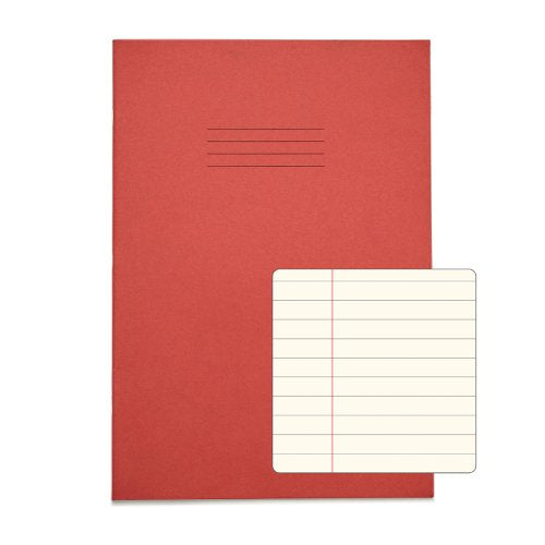 RHINO A4 Special Exercise Book 48 page, Red with Cream Tinted Paper, F8M (Pack of 10, 50)