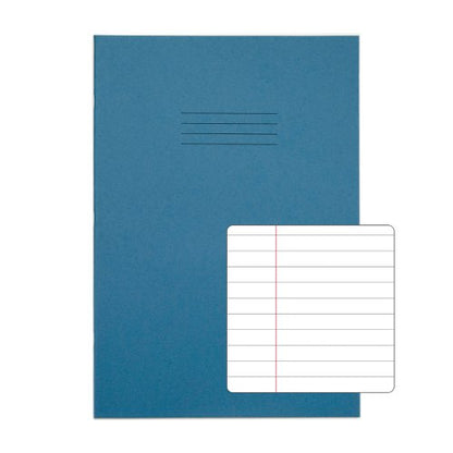 RHINO A4 Exercise Book 64 Pages / 32 Leaf Light Blue 8mm Lined with Margin (Pack of 50)