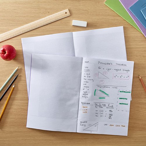 RHINO A4 Cornell Exercise Book 80 Page Purple 5mm Squared (Pack of 10, 50)
