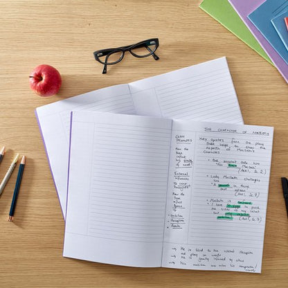 RHINO A4 Cornell Exercise Book 80 Page Purple 8mm Ruled (Pack of 10, 50)