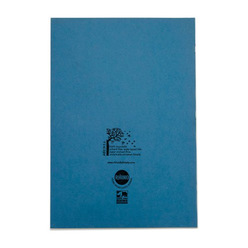 RHINO A4 Special Exercise Book 48 Page, Light Blue with Tinted Cream Paper, F12M (Pack of 10, S10 (Pack of 50)