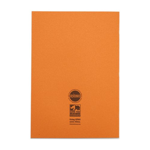 RHINO A4 Exercise Book 64 Pages / 32 Leaf Purple 7mm, Orange 7mm, Orange 10mm Squared (Pack of 50)