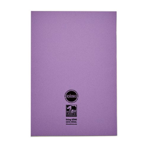 RHINO A4 Exercise Book 64 Pages / 32 Leaf Purple 7mm, Orange 7mm, Orange 10mm Squared (Pack of 50)