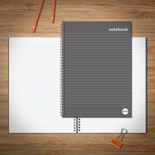 RHINO A4, A5 Hardback Notebook Wirebound 160 Pages 8mm Lined - Pack of 3
