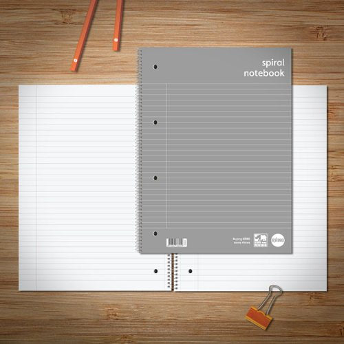 RHINO A4+ Spiral Notebook 140 Pages 8mm Lined with Margin - Pack of 5