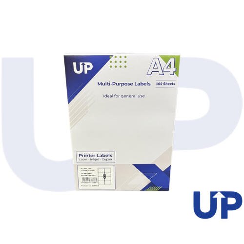 UP A4 Multipurpose Labels 8 Per Sheet 99.1 x 67.7mm (White) Pk of 100